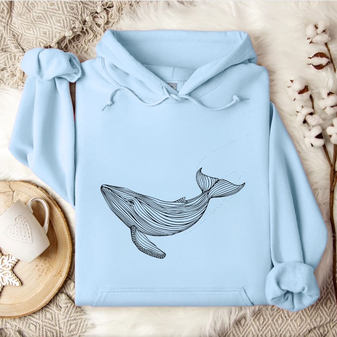 Whale Line Art Hoodie
