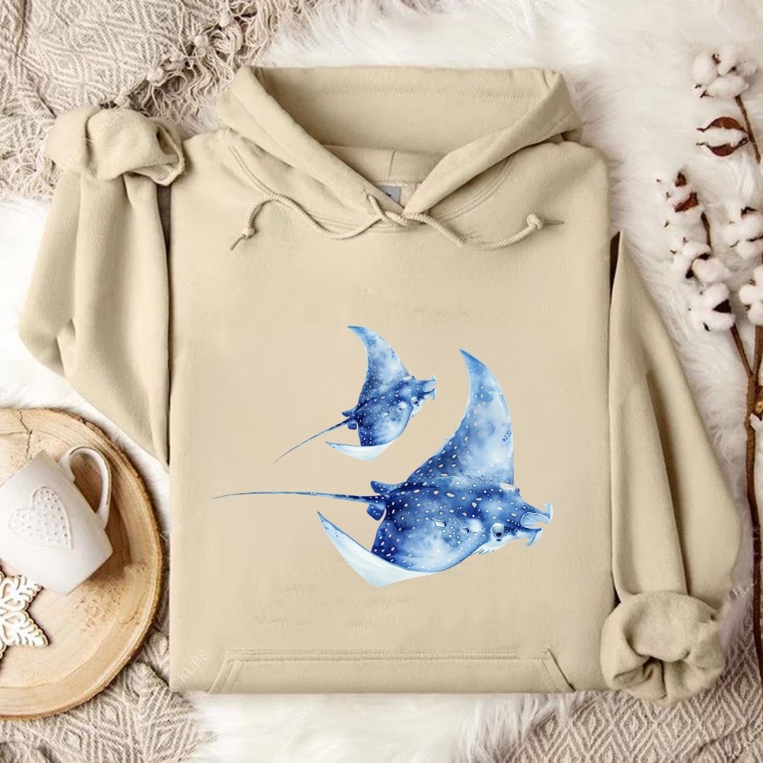 Watercolor Manta Rays Hoodie