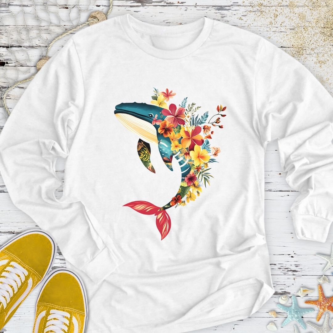 Floral Whale Long Sleeve Tee