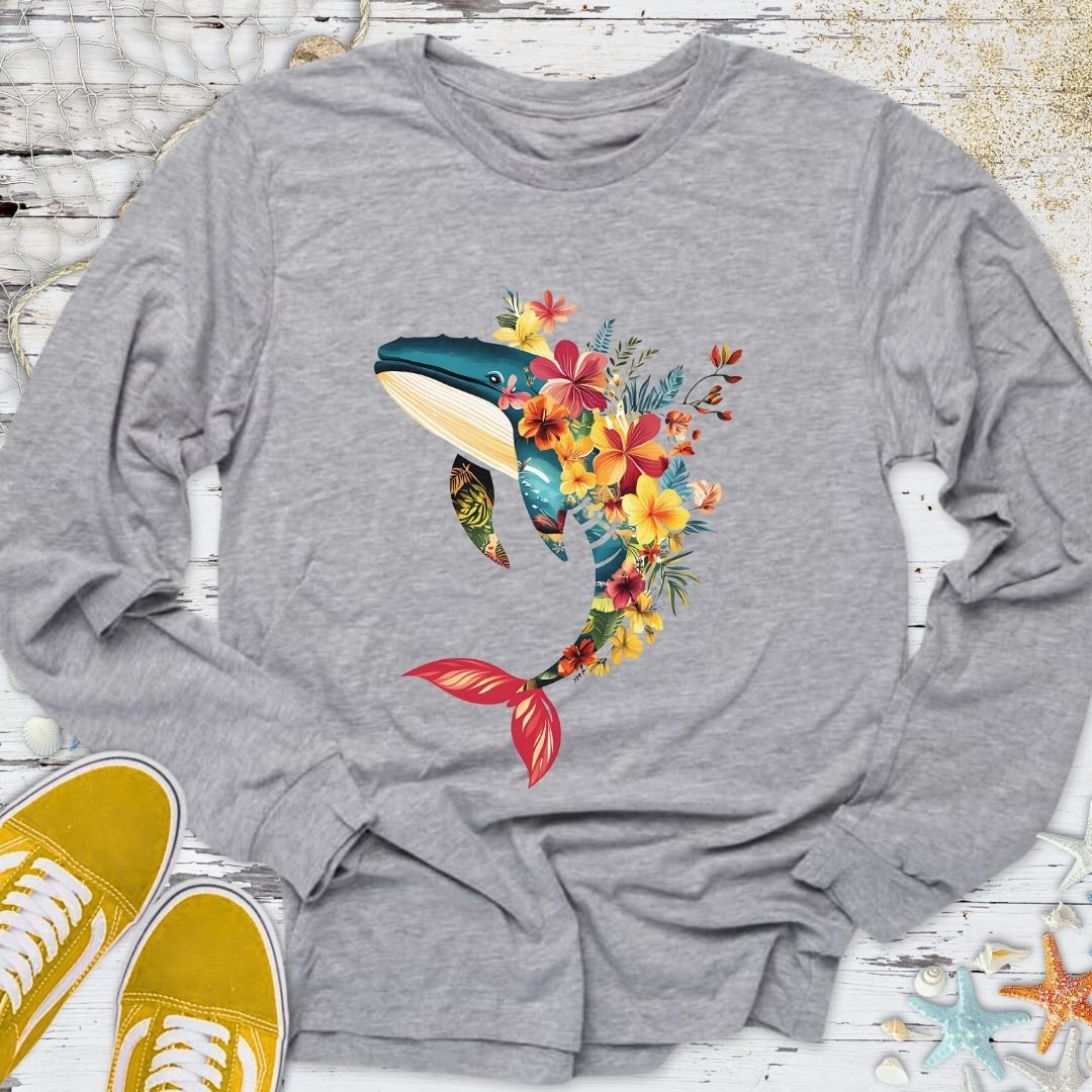 Floral Whale Long Sleeve Tee