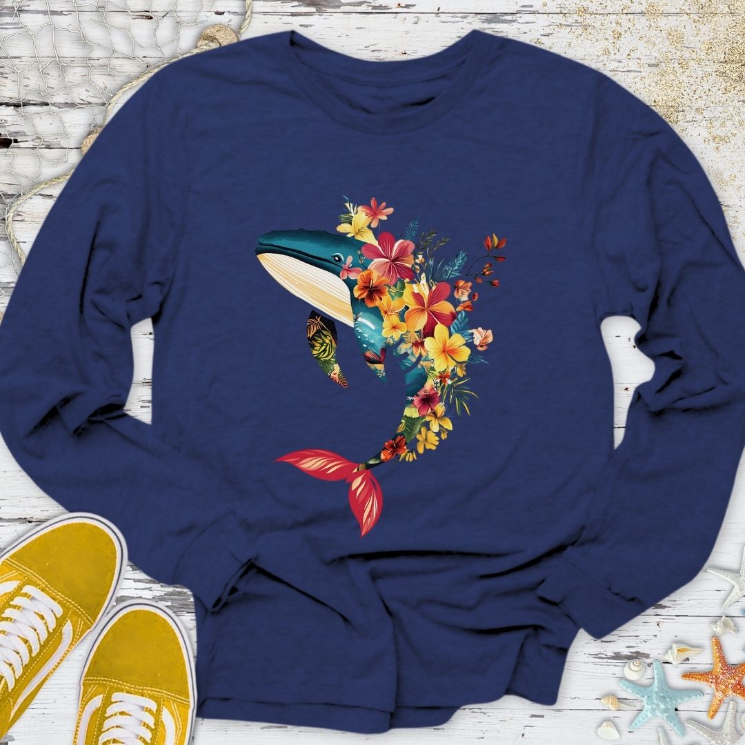 Floral Whale Long Sleeve Tee
