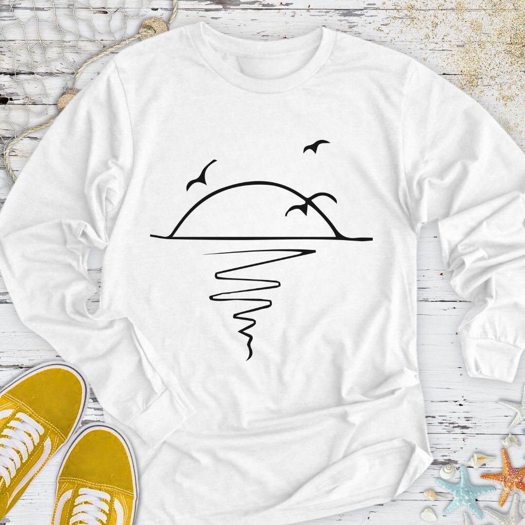 Sunset Line Art Long Sleeve Tee