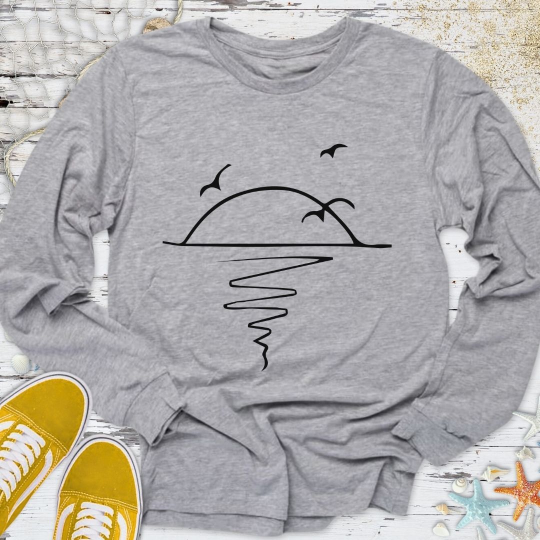 Sunset Line Art Long Sleeve Tee
