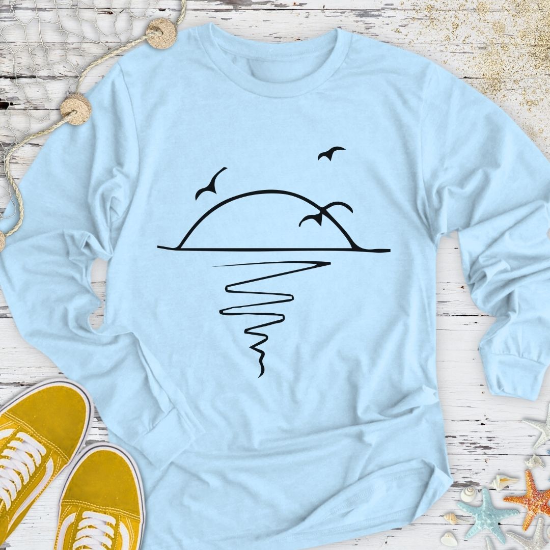 Sunset Line Art Long Sleeve Tee