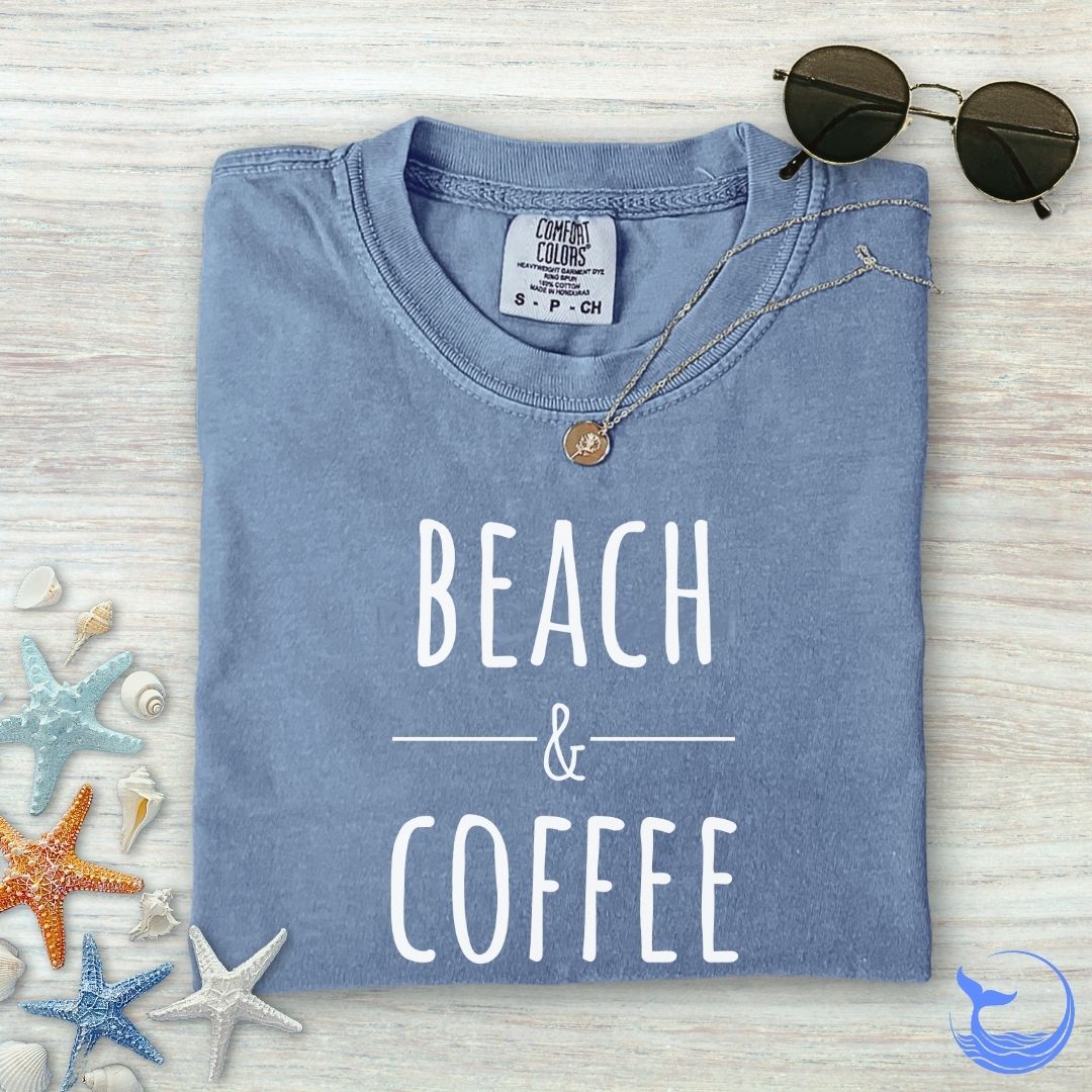 Beach & Coffee Comfort Colors T-Shirt