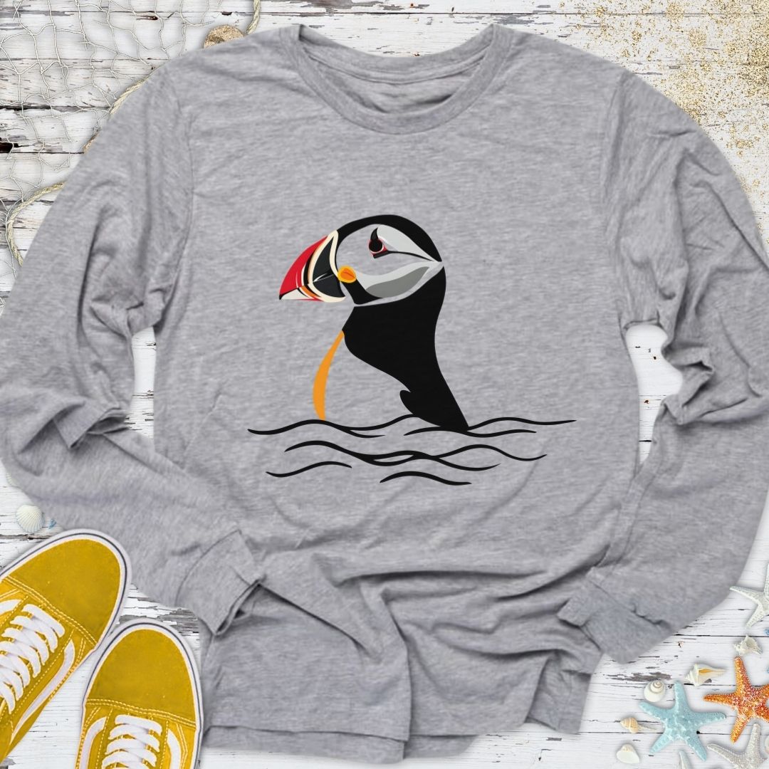 Retro Puffin Long Sleeve Tee