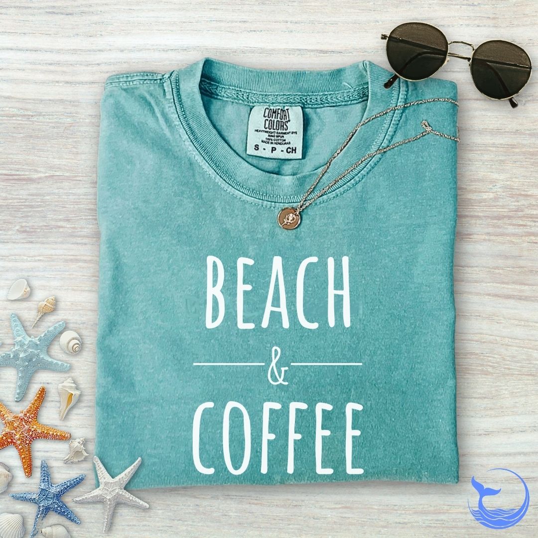 Beach & Coffee Comfort Colors T-Shirt