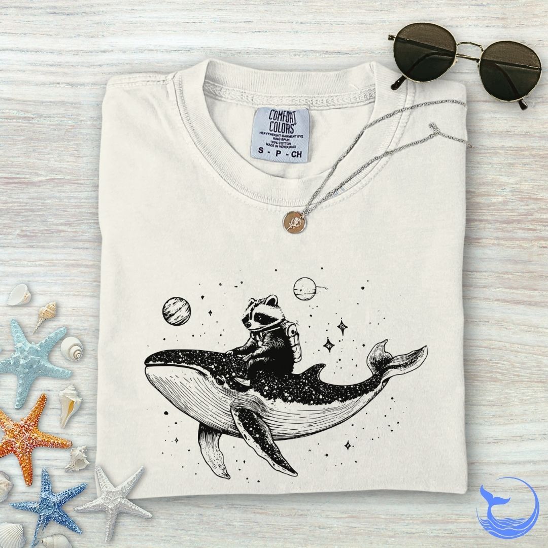 Raccoon Whale Rider Comfort Colors T-Shirt