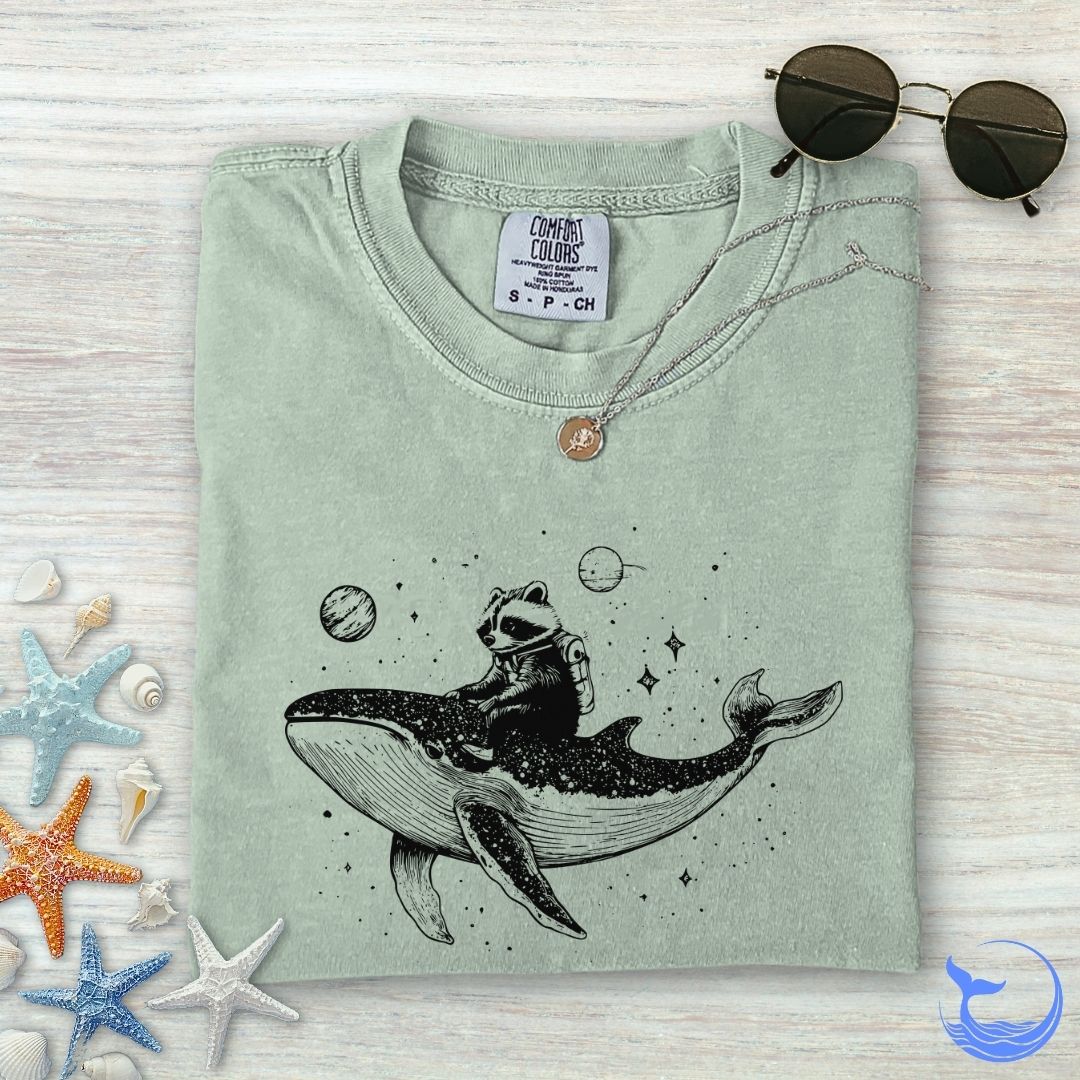 Raccoon Whale Rider Comfort Colors T-Shirt