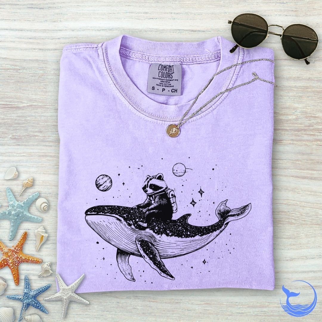 Raccoon Whale Rider Comfort Colors T-Shirt
