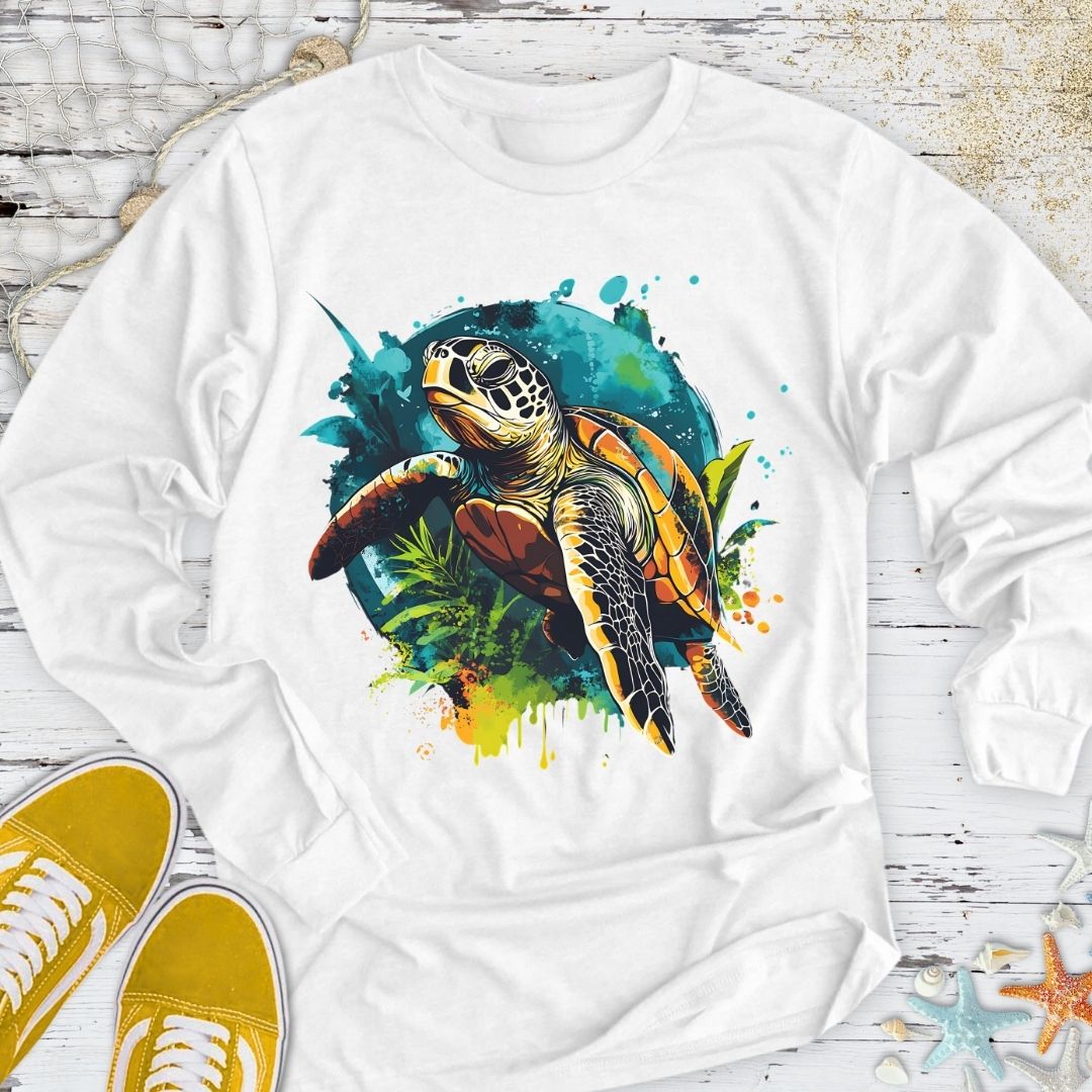 Swimming Turtle Long Sleeve Tee