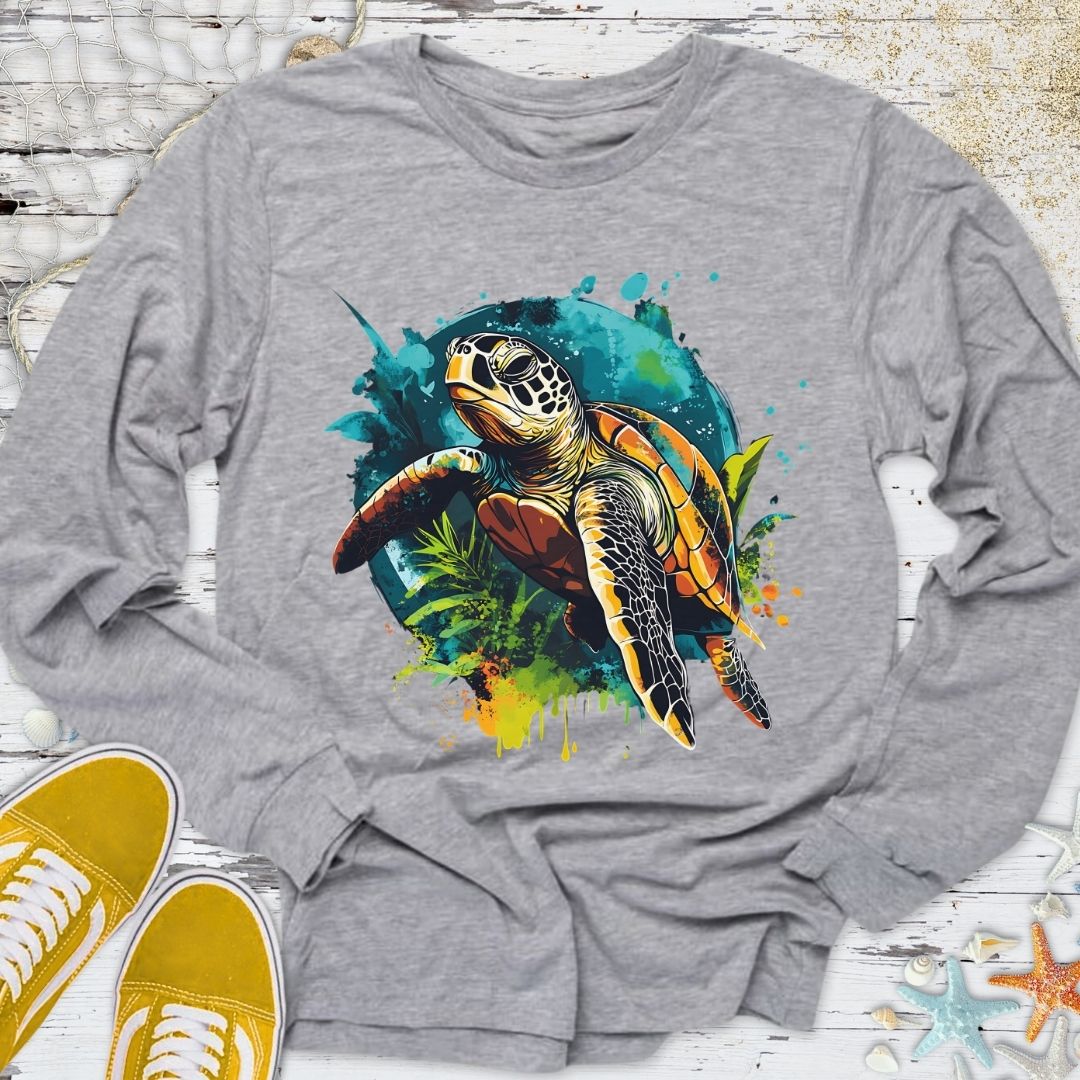 Swimming Turtle Long Sleeve Tee