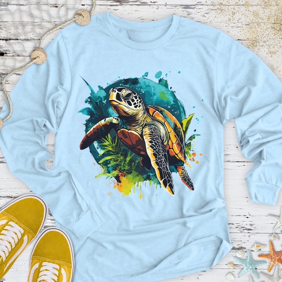 Swimming Turtle Long Sleeve Tee