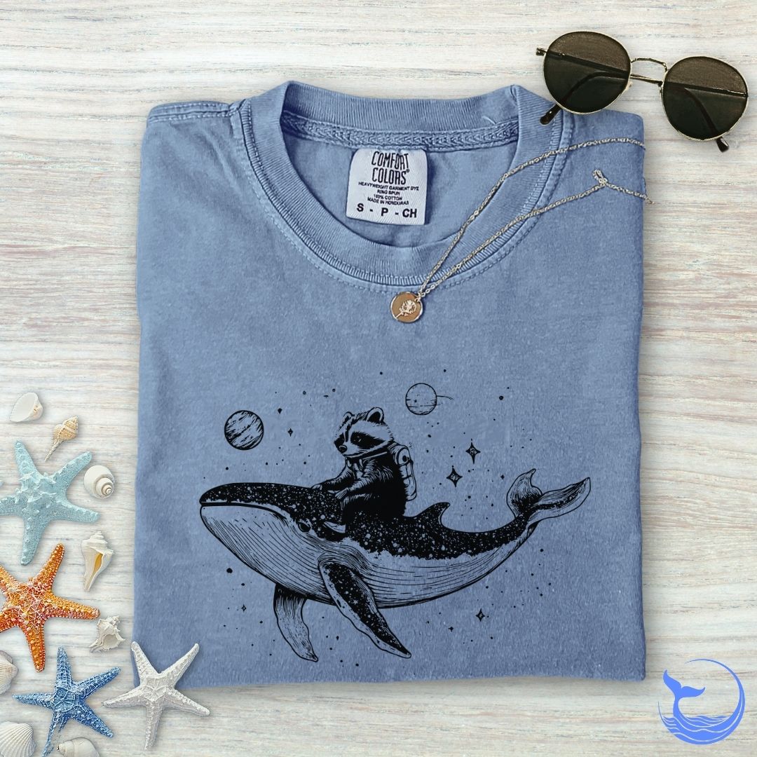 Raccoon Whale Rider Comfort Colors T-Shirt