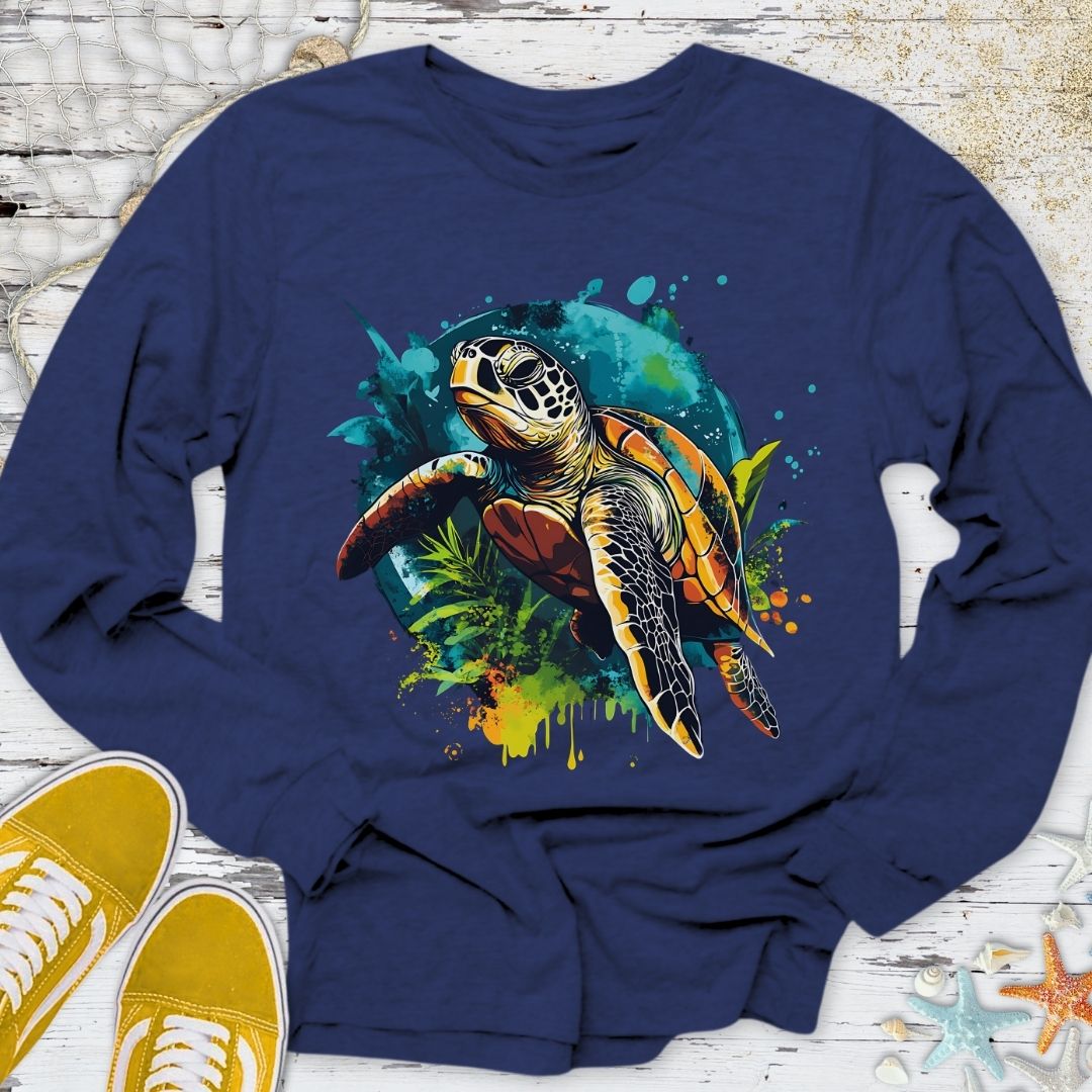 Swimming Turtle Long Sleeve Tee