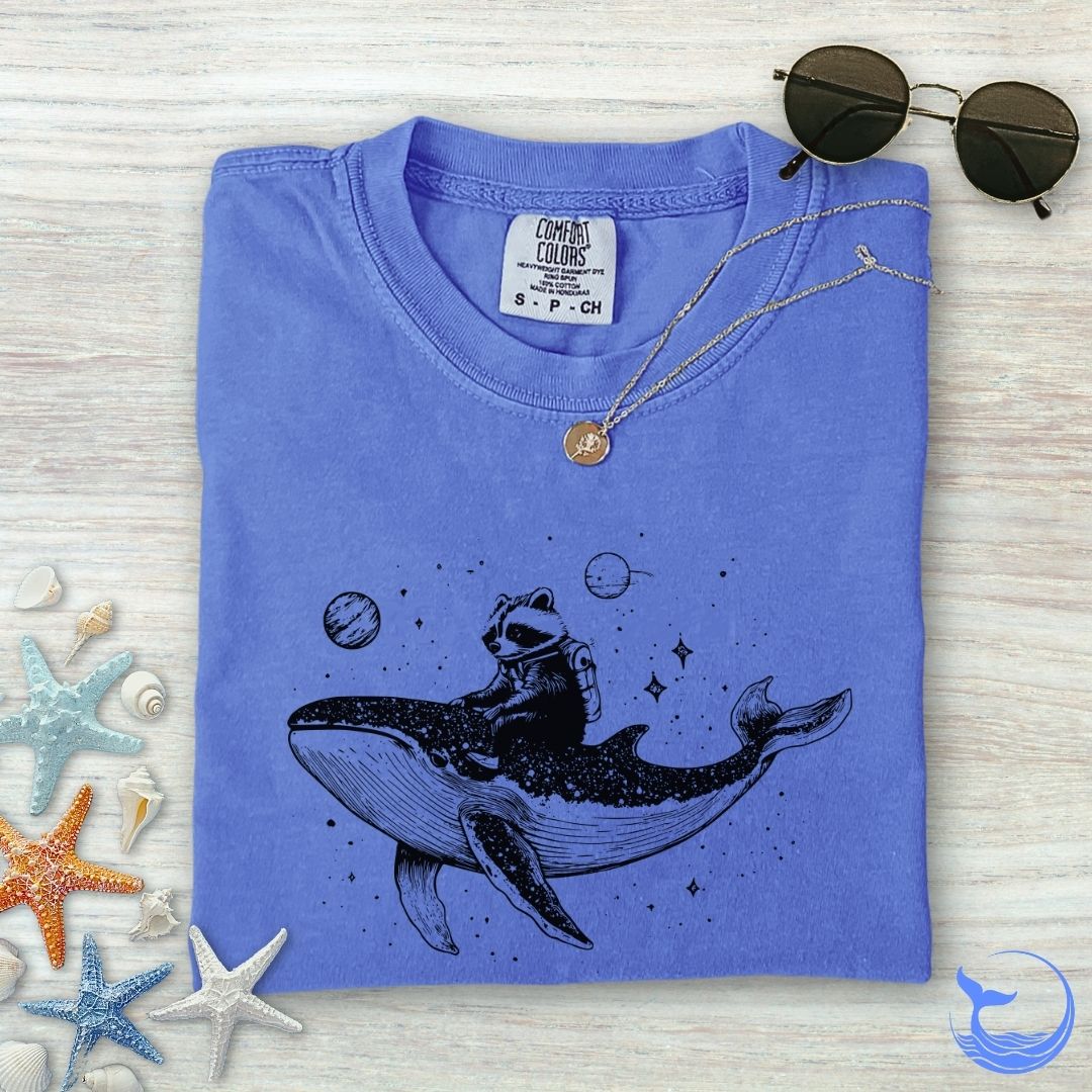 Raccoon Whale Rider Comfort Colors T-Shirt