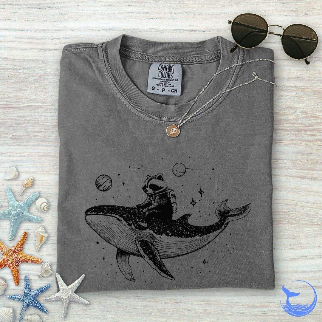 Raccoon Whale Rider Comfort Colors T-Shirt