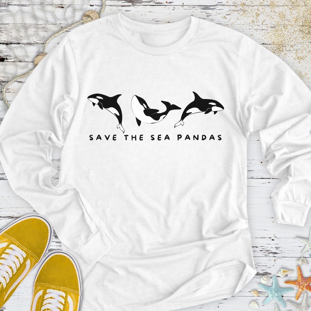 Save The Sea Pandas, Orca Long Sleeve Tee