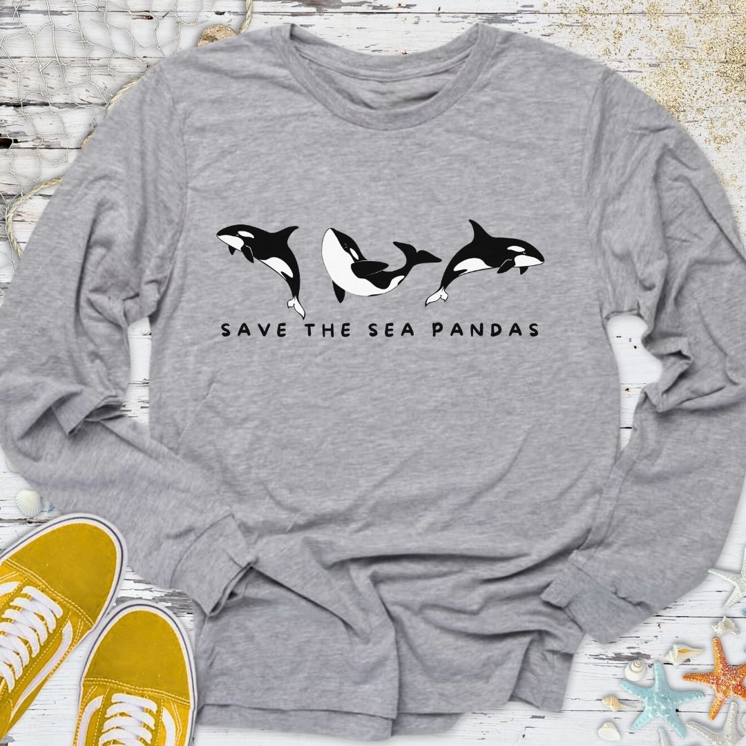 Save The Sea Pandas, Orca Long Sleeve Tee