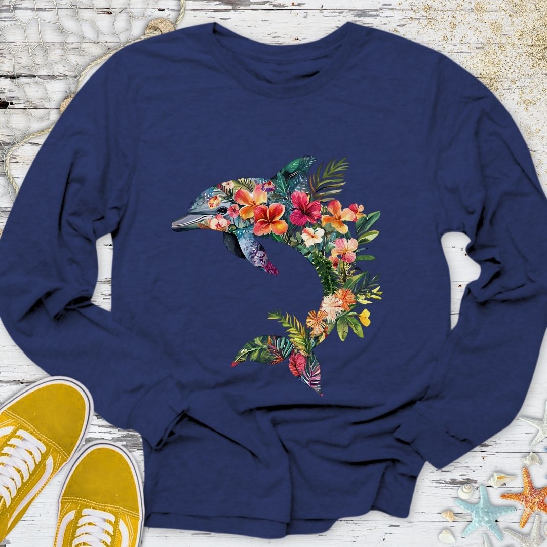 Floral Dolphin Long Sleeve Tee