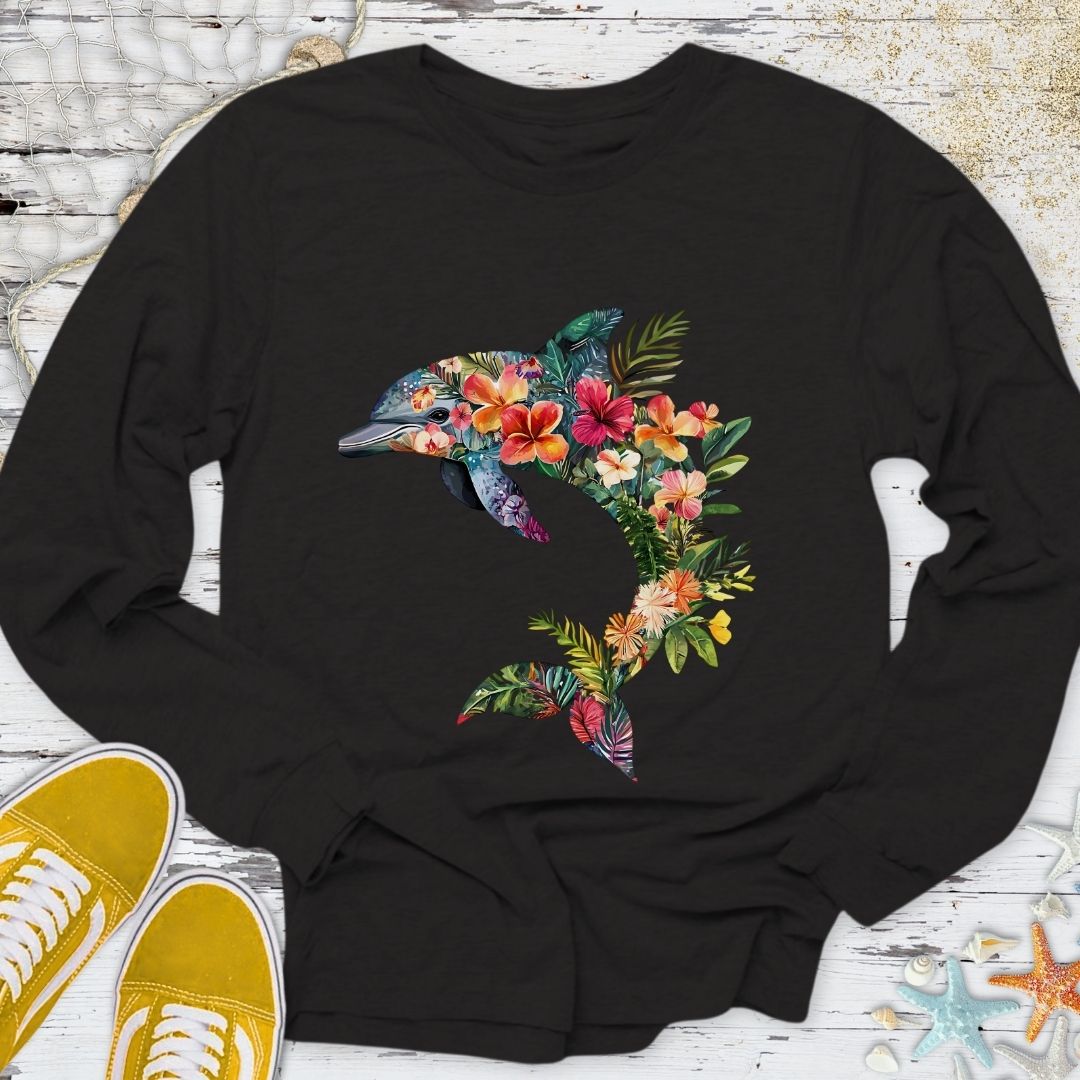 Floral Dolphin Long Sleeve Tee