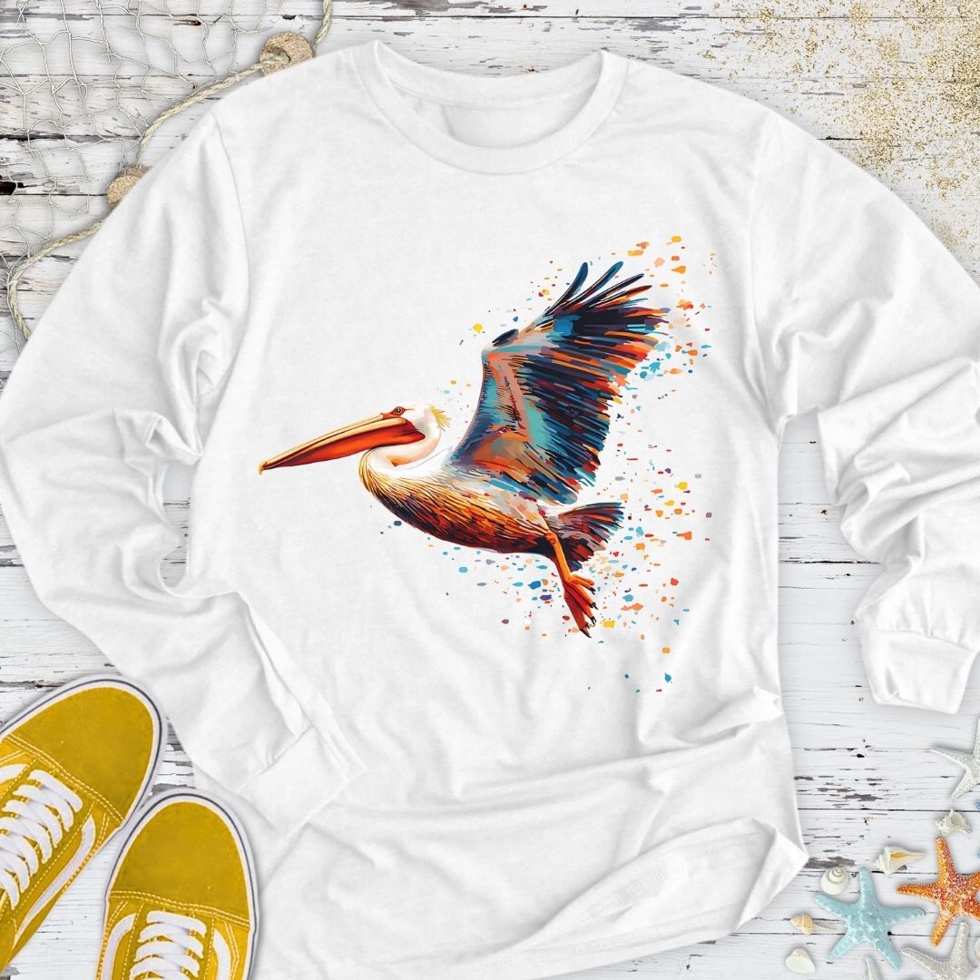 Glitchy Pelican Long Sleeve Tee