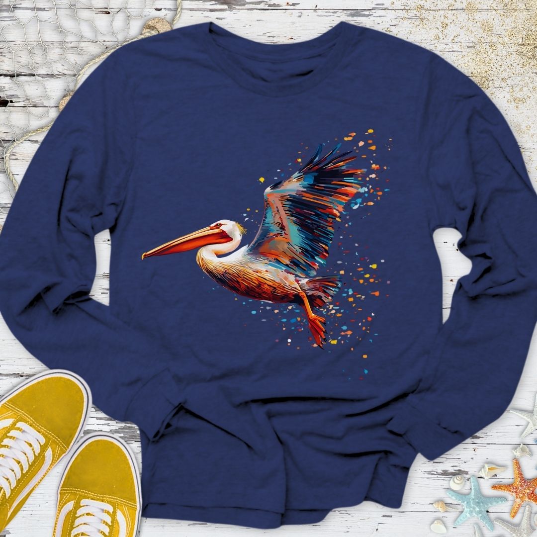 Glitchy Pelican Long Sleeve Tee