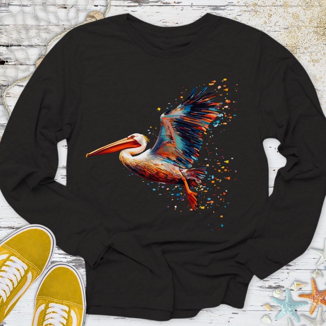 Glitchy Pelican Long Sleeve Tee