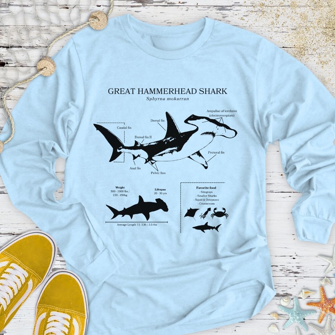 Hammerhead Shark Anatomy Long Sleeve Tee