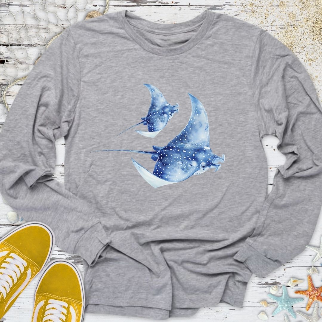Watercolor Manta Rays Long Sleeve Tee