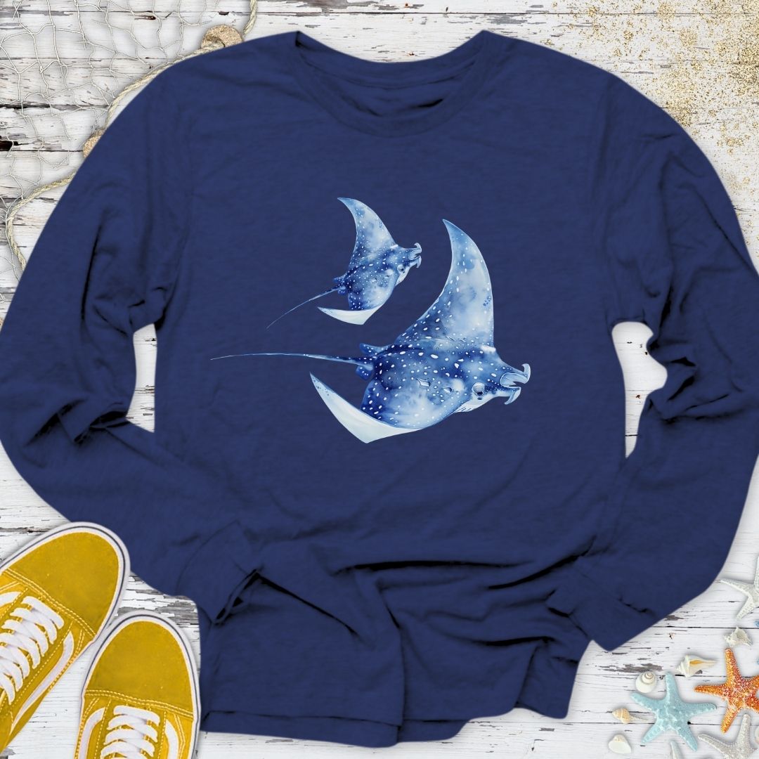 Watercolor Manta Rays Long Sleeve Tee