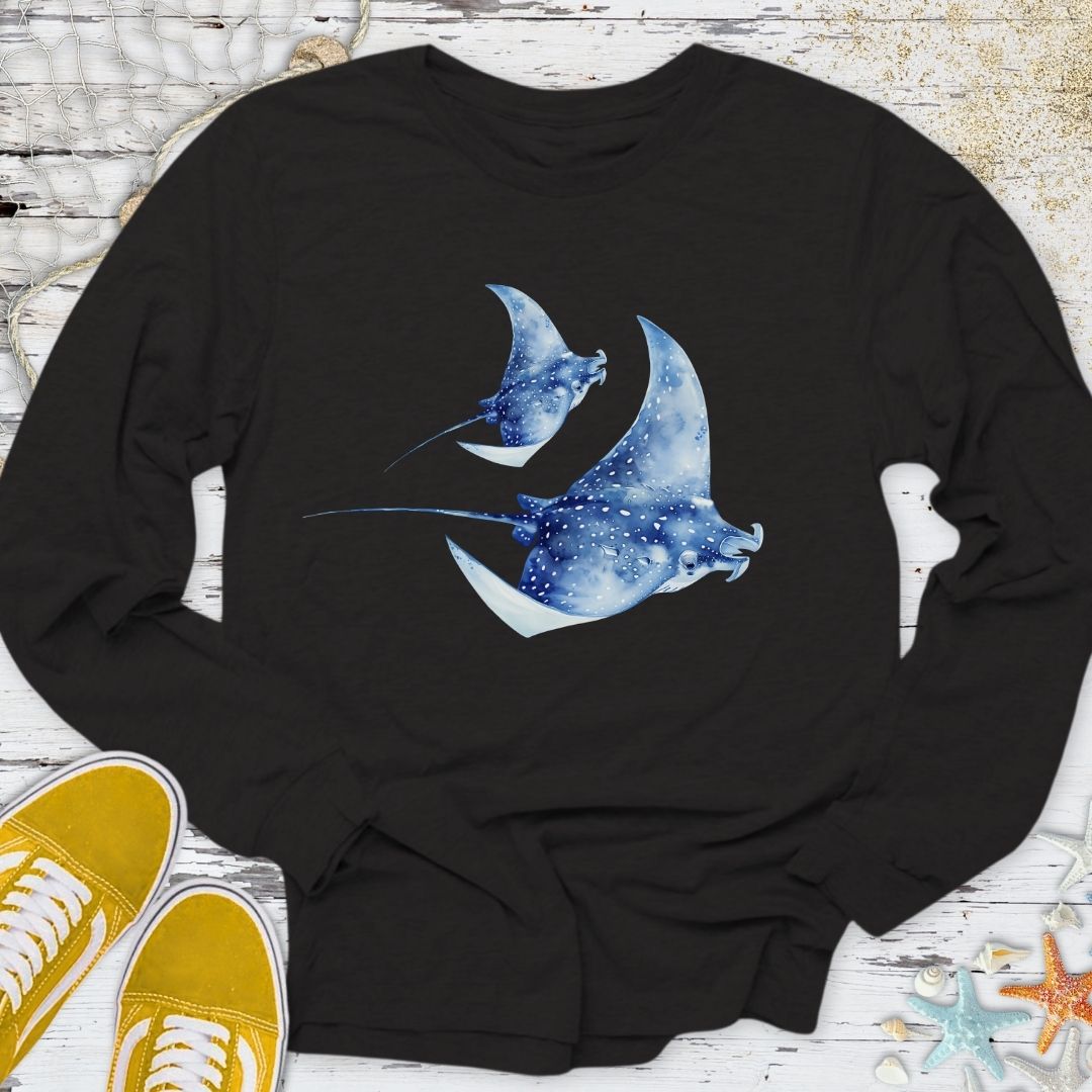 Watercolor Manta Rays Long Sleeve Tee