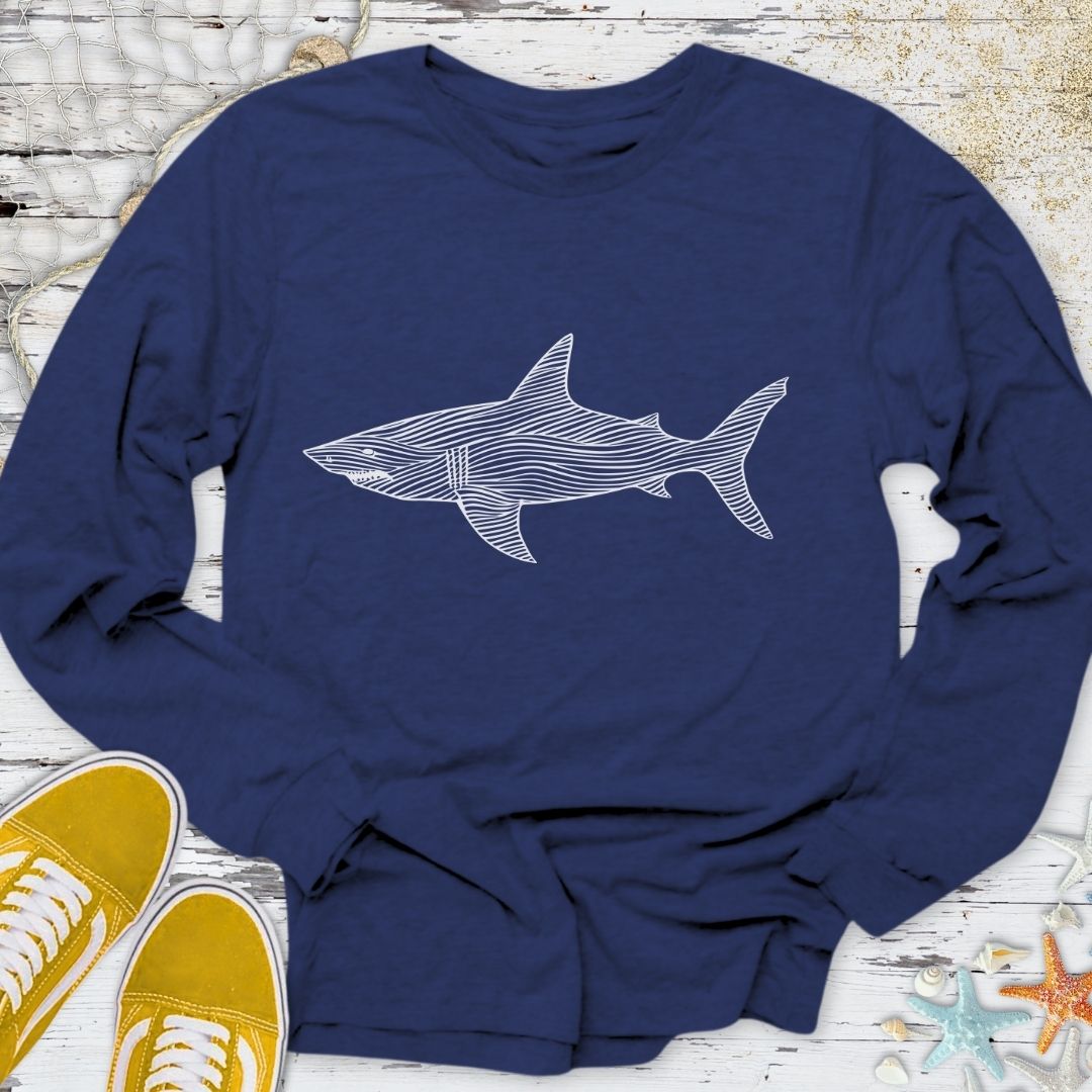 Shark Line Art Long Sleeve Tee