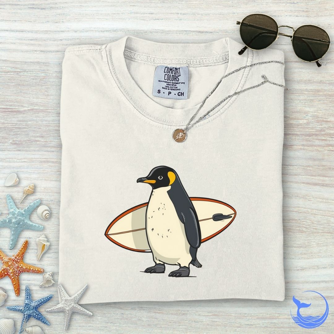 Penguin Surfer Comfort Colors T-Shirt