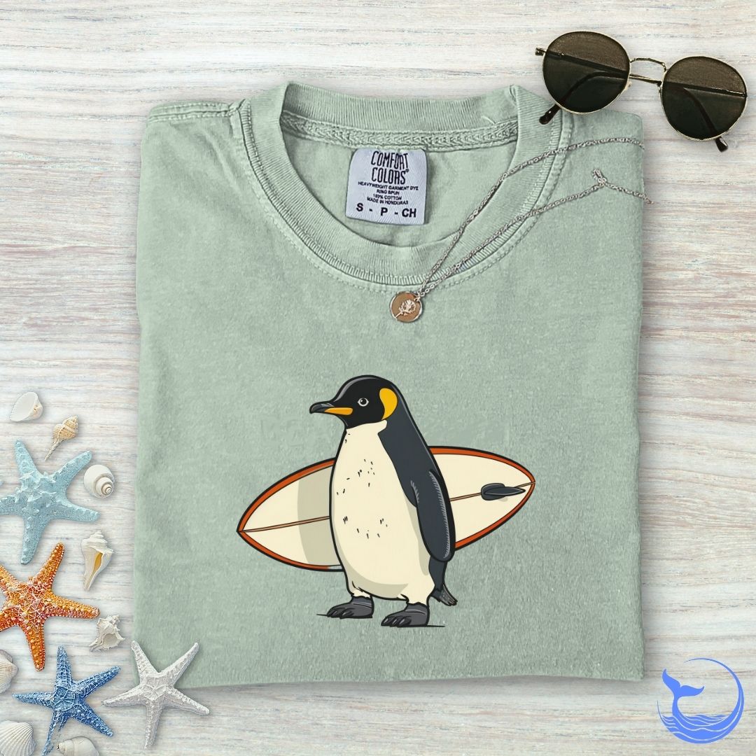 Penguin Surfer Comfort Colors T-Shirt