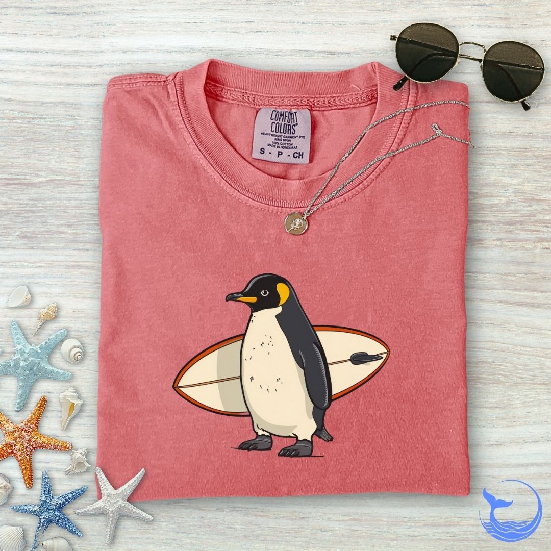 Penguin Surfer Comfort Colors T-Shirt