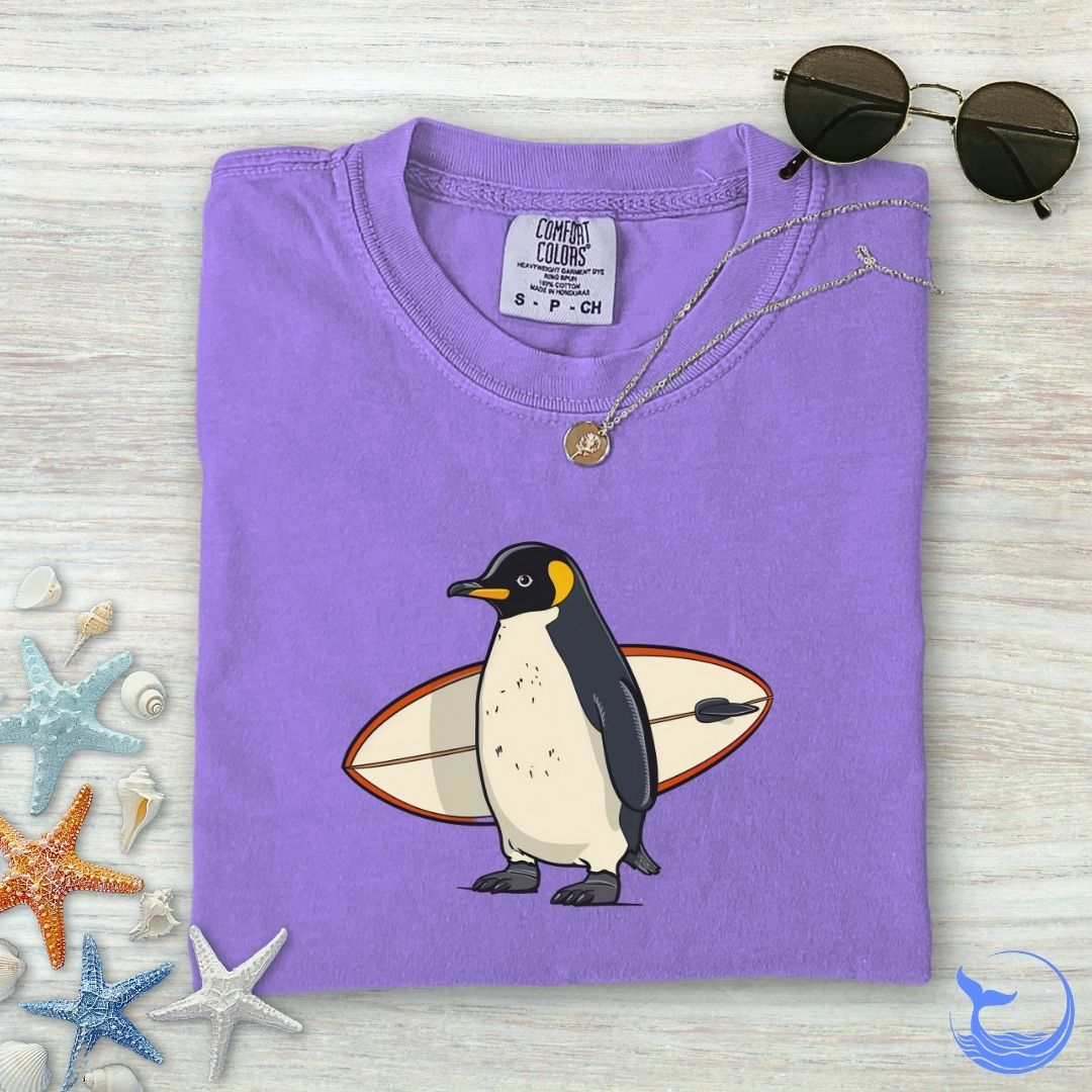 Penguin Surfer Comfort Colors T-Shirt