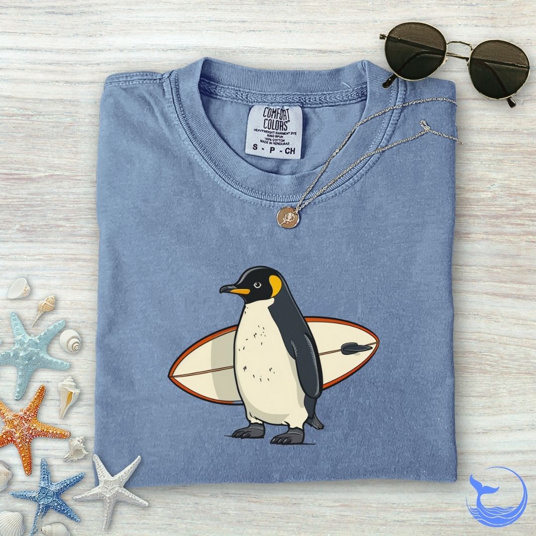 Penguin Surfer Comfort Colors T-Shirt