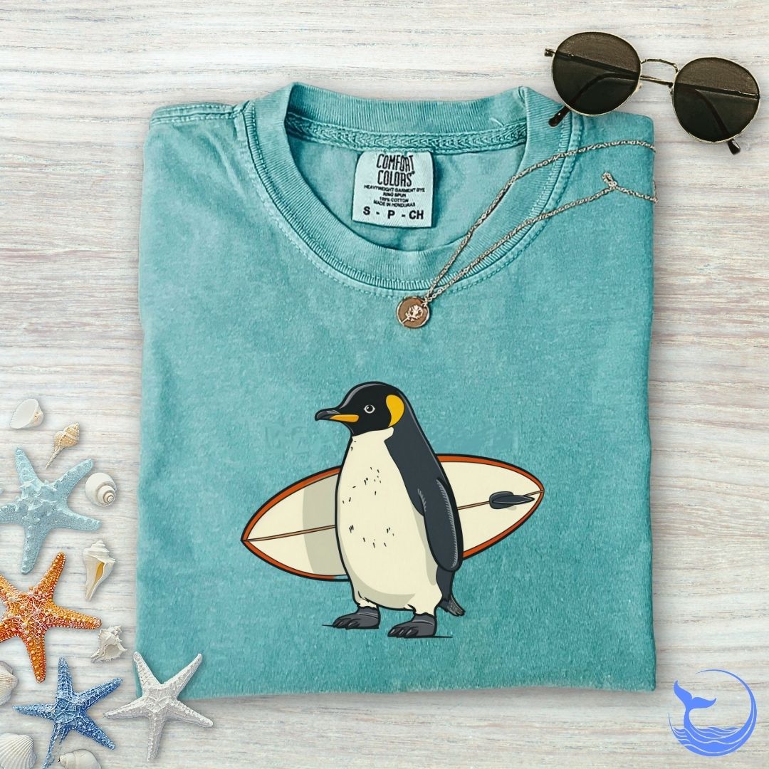 Penguin Surfer Comfort Colors T-Shirt