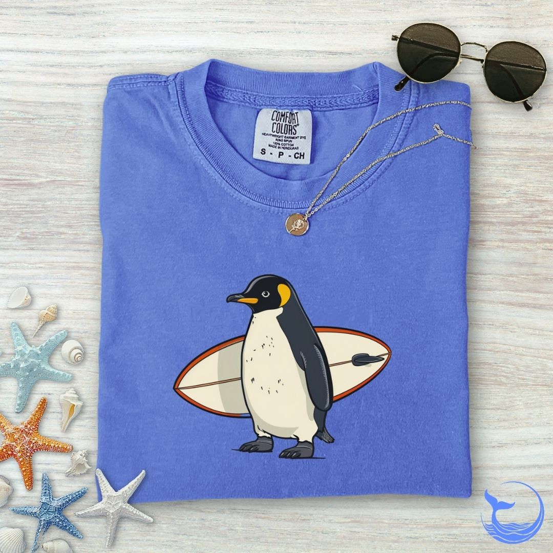 Penguin Surfer Comfort Colors T-Shirt