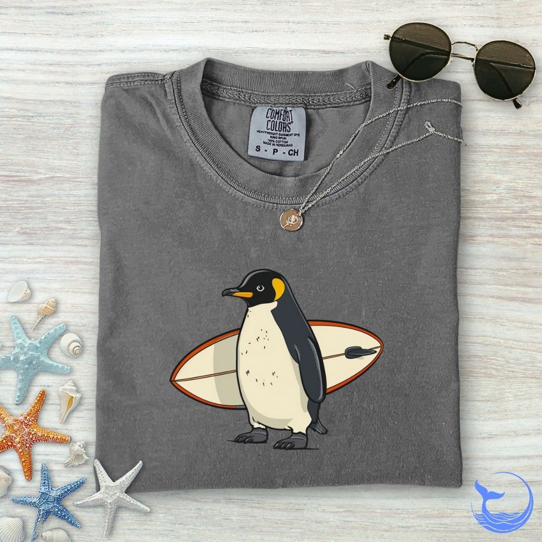 Penguin Surfer Comfort Colors T-Shirt