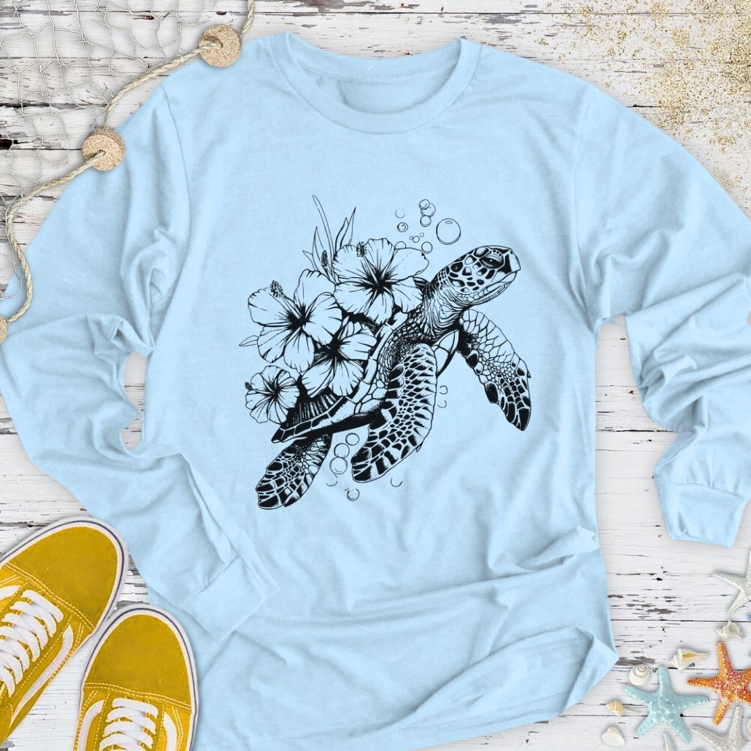 Turtle & Flowers Long Sleeve Tee