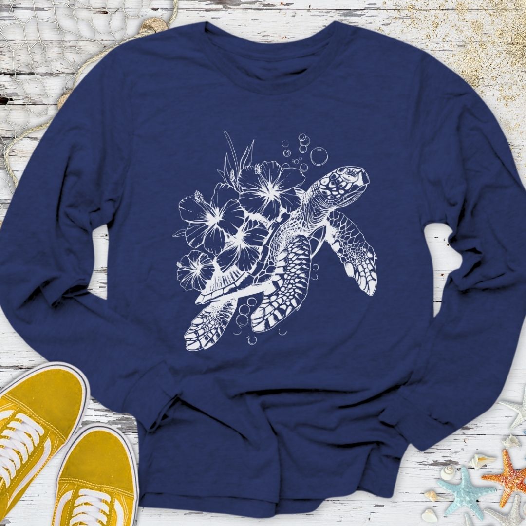 Turtle & Flowers Long Sleeve Tee