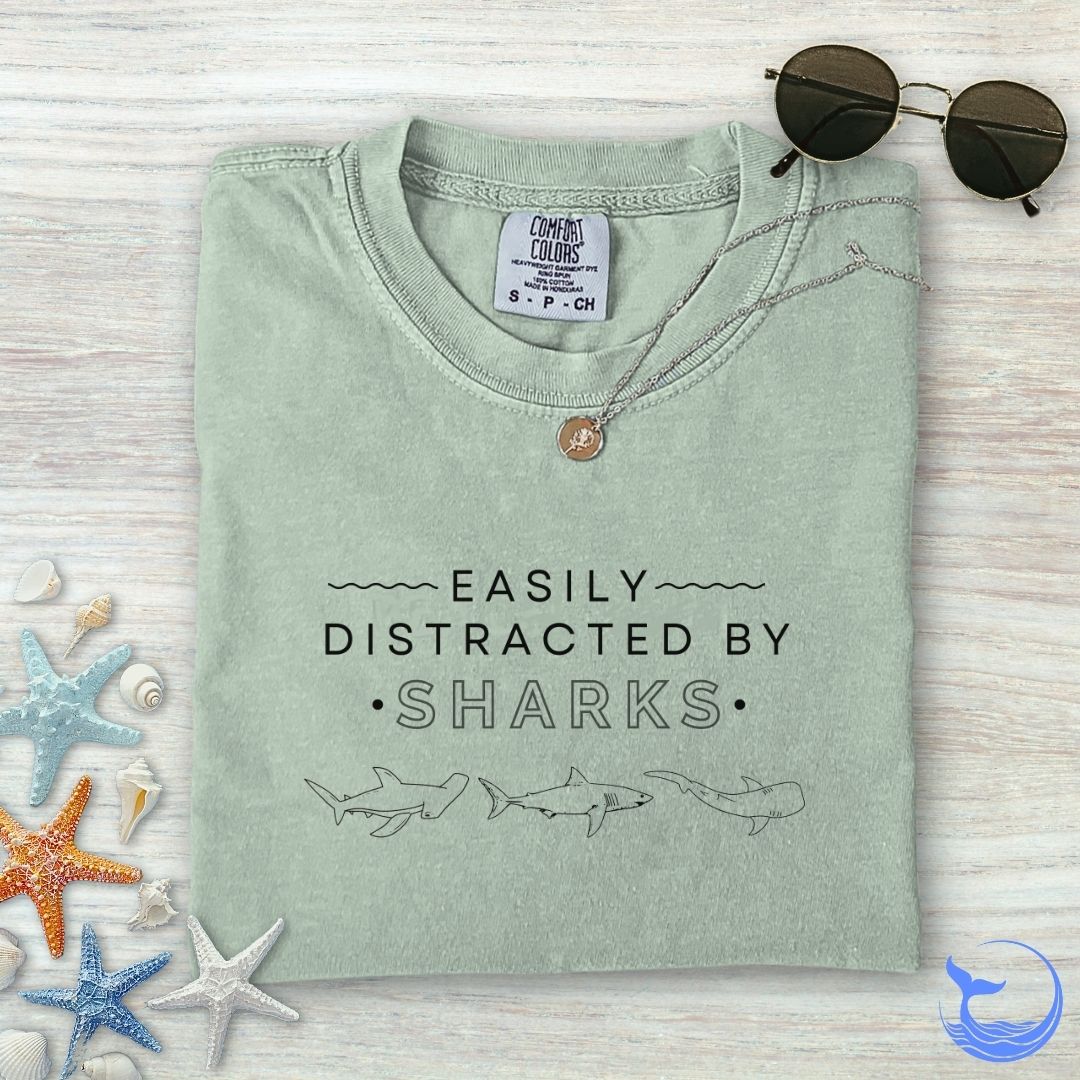 Distracted By Sharks Comfort Colors T-Shirt