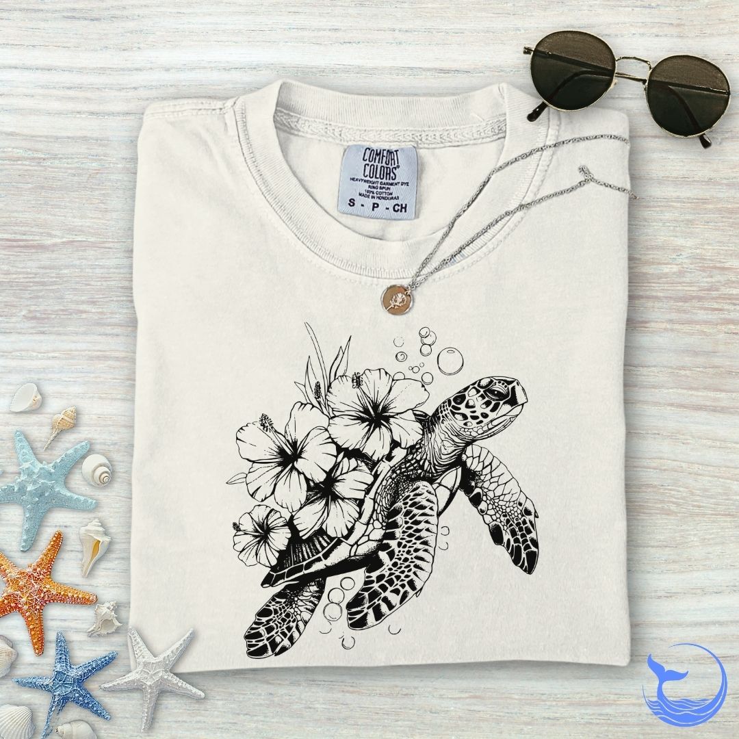 Turtle Flowers Comfort Colors T-Shirt