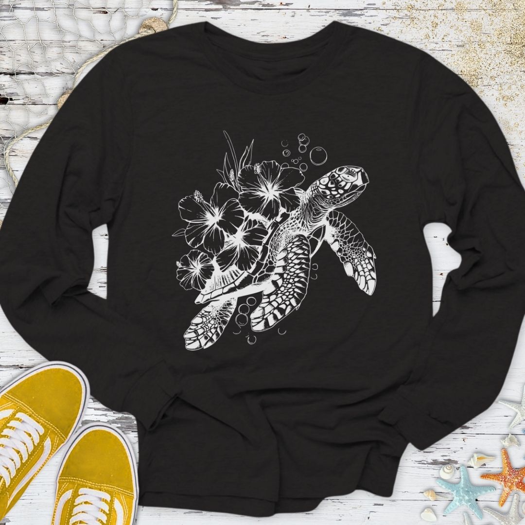 Turtle & Flowers Long Sleeve Tee