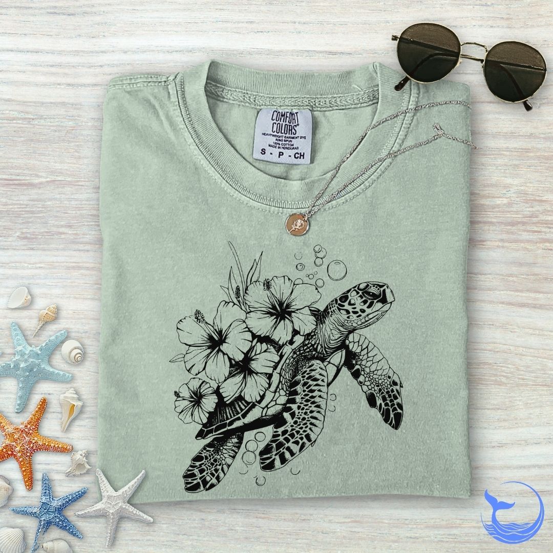 Turtle Flowers Comfort Colors T-Shirt