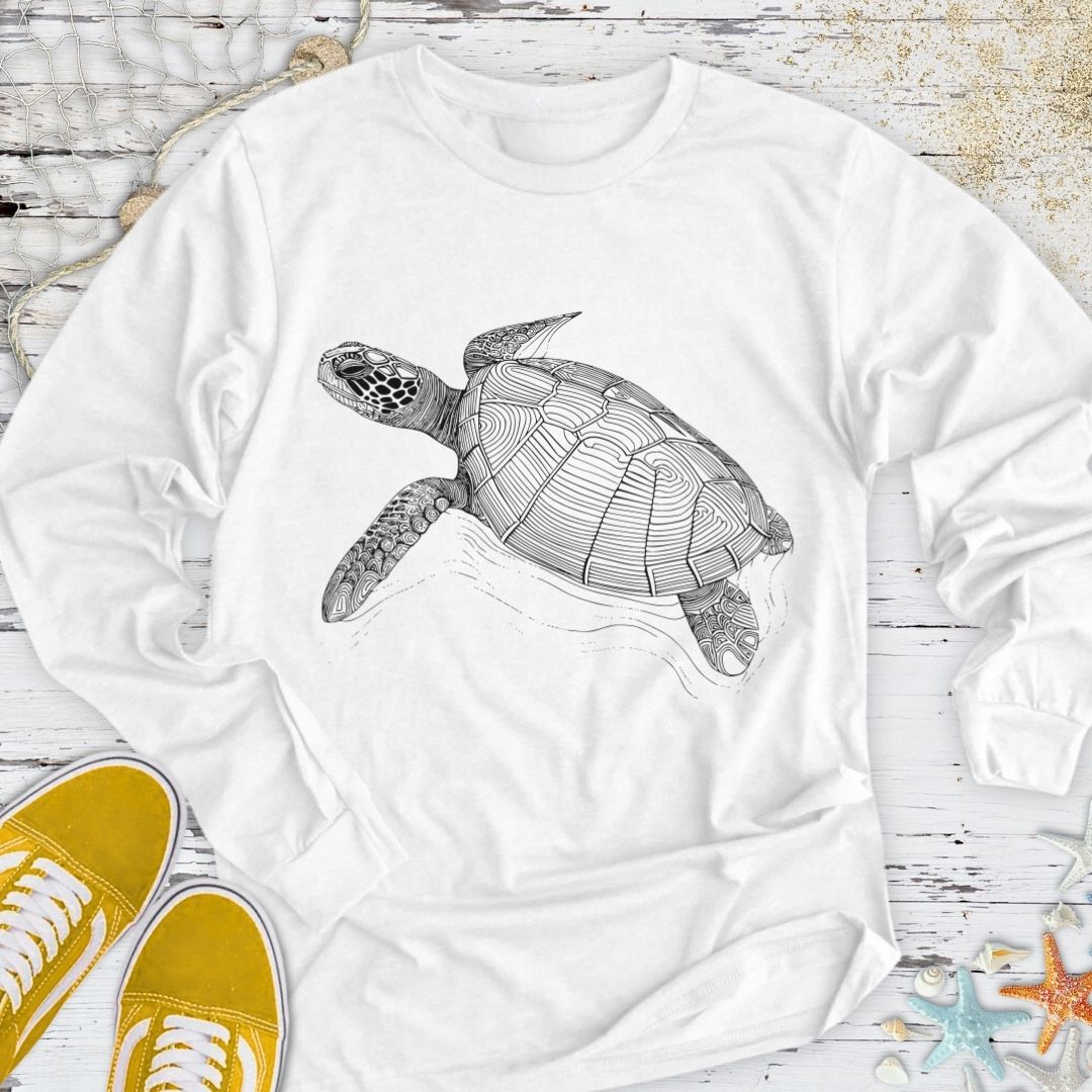 Turtle Line Art Long Sleeve Tee