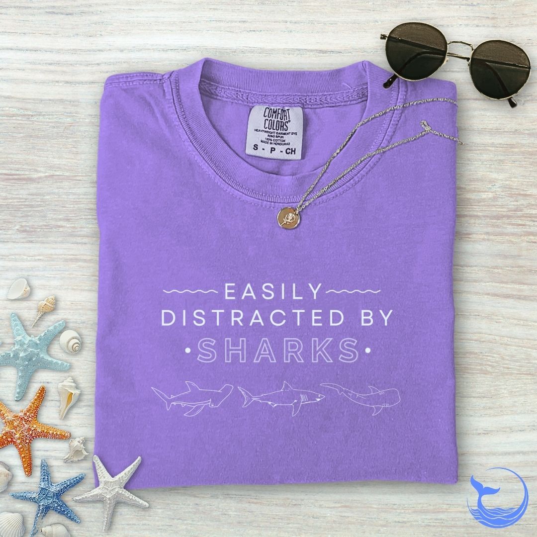 Distracted By Sharks Comfort Colors T-Shirt
