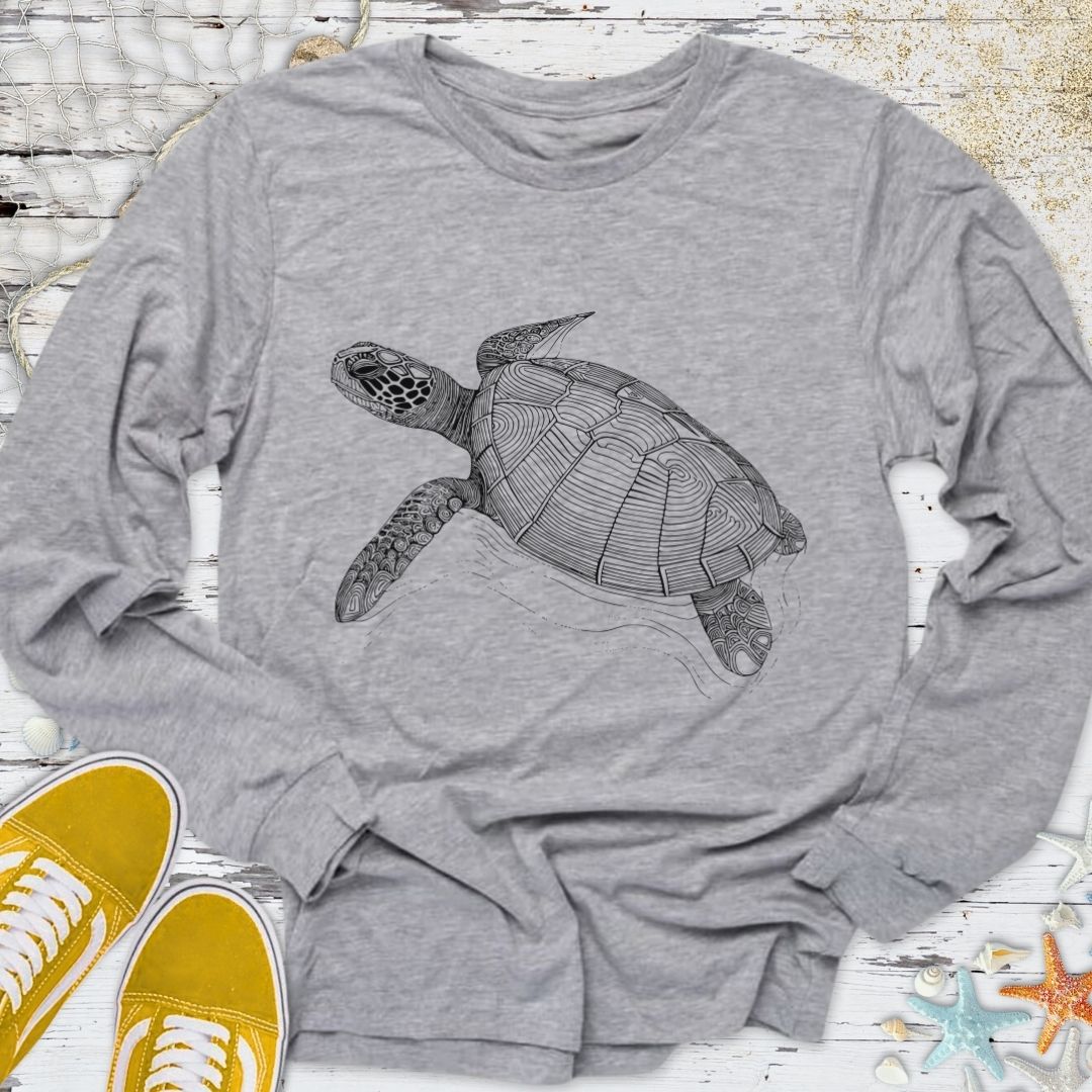 Turtle Line Art Long Sleeve Tee
